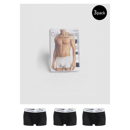 Calvin Klein Underwear 3 Pack Black Cotton Trunks with Elastic Waistband for Men