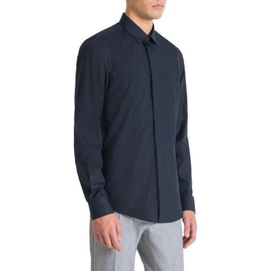 Antony Morato Blue Cotton Shirt Antony Morato Dark Slate Gray