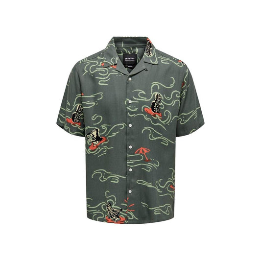 Only & Sons Green Viscose Shirt Only & Sons Dark Slate Gray