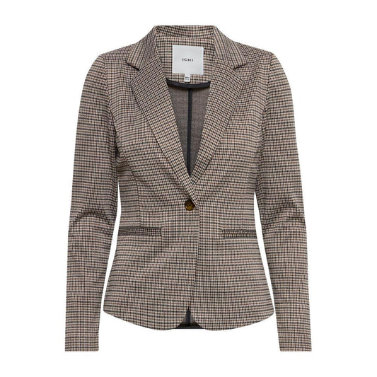 ICHI Beige Polyester Suits & Blazer ICHI Slate Gray
