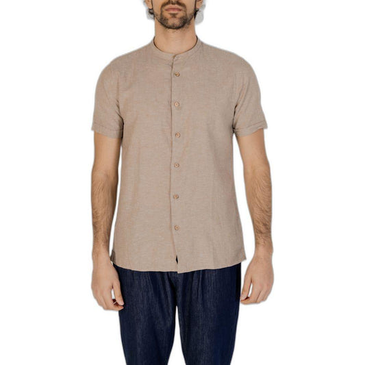 Hamaki-Ho Beige Linen Shirt Hamaki-Ho Rosy Brown