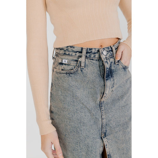 Calvin Klein Jeans Blue Cotton Skirt Calvin Klein Jeans Dark Gray