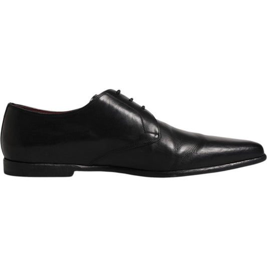 Dolce & Gabbana Black Leather Lace Up Men Derby Formal Shoes Dolce & Gabbana Black