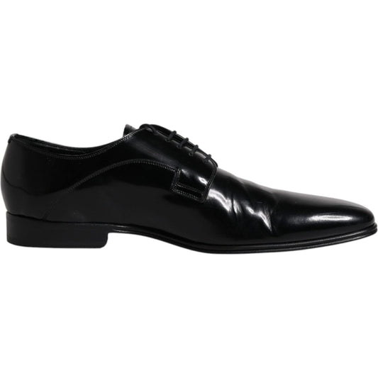 Dolce & Gabbana Black Leather Lace Up Derby Formal Shoes Dolce & Gabbana Black
