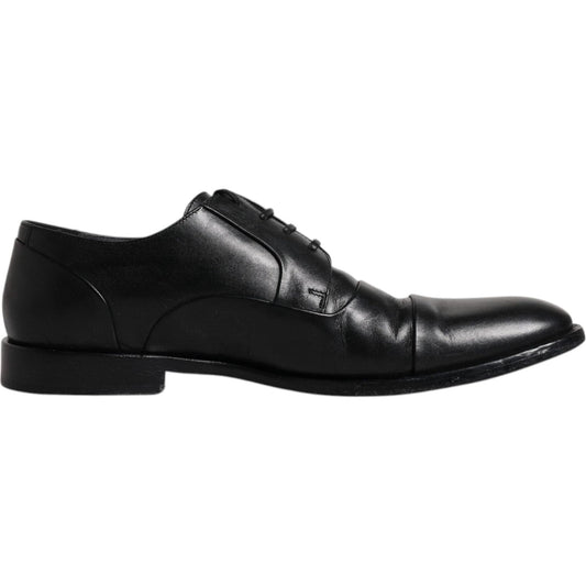 Dolce & Gabbana Black Leather Lace Up Men Derby Formal Shoes Dolce & Gabbana Black