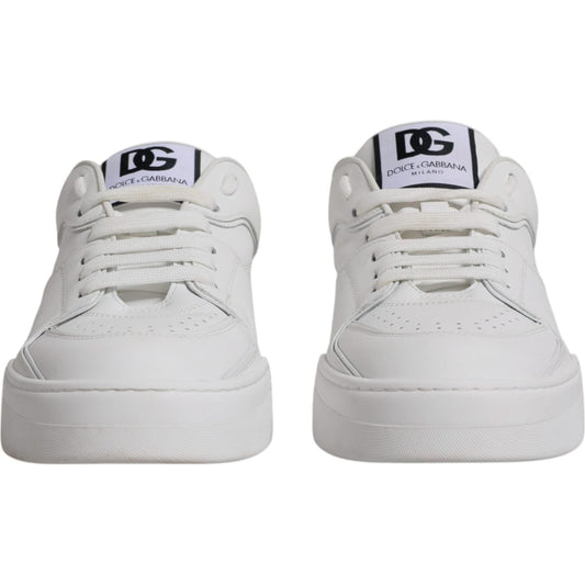 Dolce & Gabbana White Miami Leather Low Top Sneakers Shoes Dolce & Gabbana Gray