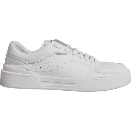 Dolce & Gabbana White Miami Leather Low Top Sneakers Shoes Dolce & Gabbana Light Gray