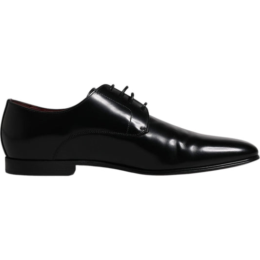 Dolce & Gabbana Black Leather Lace Up Men Derby Formal Shoes Dolce & Gabbana Black