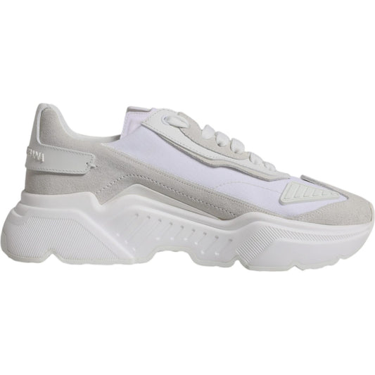 Dolce & Gabbana White Leather Daymaster Low Top Sneakers Shoes Dolce & Gabbana Gray