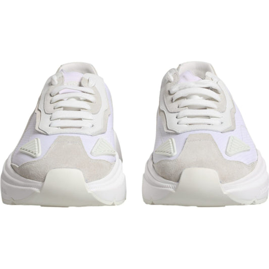 Dolce & Gabbana White Leather Daymaster Low Top Sneaker Shoes Dolce & Gabbana Light Gray