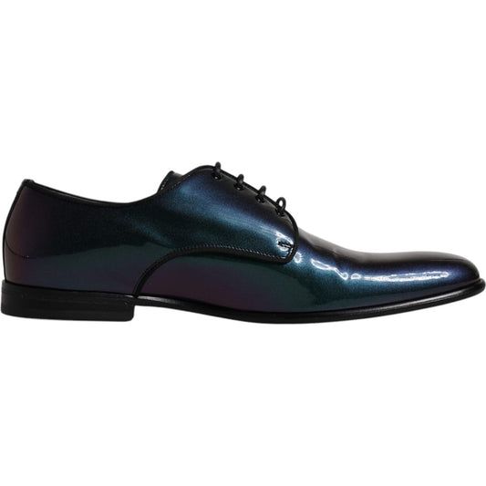 Dolce & Gabbana Peacock Patent Leather Derby Men Dress Shoes Dolce & Gabbana Black