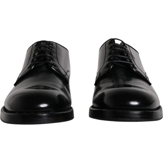 Dolce & Gabbana Black Leather Lace Up Men Derby Formal Shoes Dolce & Gabbana Black