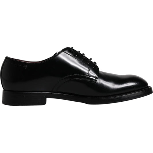 Dolce & Gabbana Black Leather Lace Up Men Derby Formal Shoes Dolce & Gabbana Black