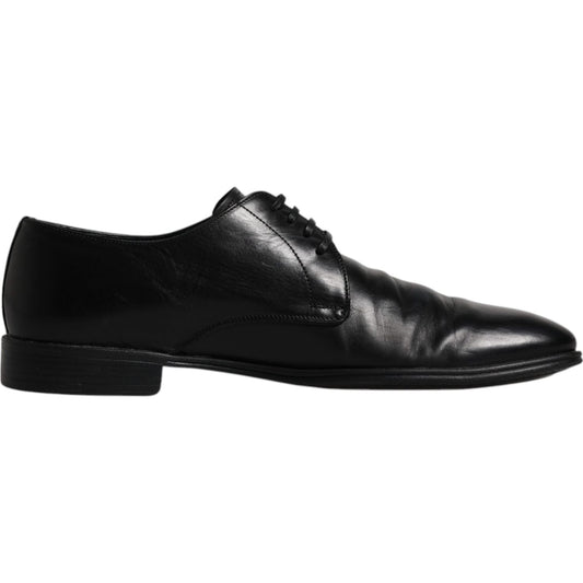 Dolce & Gabbana Black Leather Lace Up Men Derby Formal Shoes Dolce & Gabbana Black