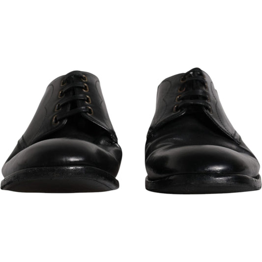 Dolce & Gabbana Black Leather Derby Formal Men Dress Shoes Dolce & Gabbana Black