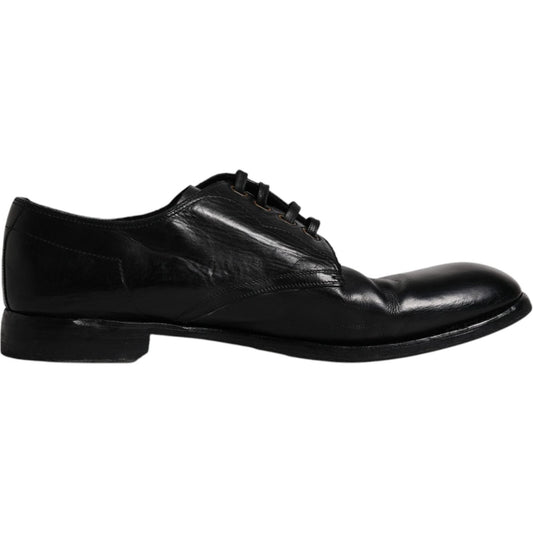 Dolce & Gabbana Black Leather Derby Formal Men Dress Shoes Dolce & Gabbana Black