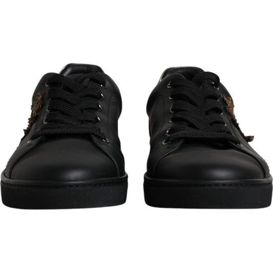 Dolce & Gabbana Black Leather London Heart Men Sneakers Shoes Dolce & Gabbana Black