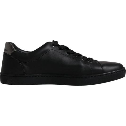 Dolce & Gabbana Black Leather London Heart Men Sneakers Shoes Dolce & Gabbana Black