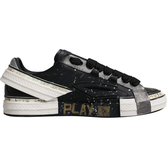 Dolce & Gabbana Black White Portofino Low Top Sneakers Shoes Dolce & Gabbana Dark Slate Gray