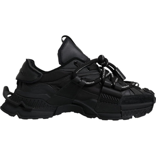 Dolce & Gabbana Black Low Top Space Lace Up Sneakers Shoes Dolce & Gabbana Black