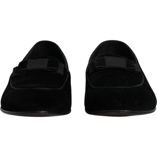 Dolce & Gabbana Black Velvet Loafers Formal Men Dress Shoes Dolce & Gabbana Black