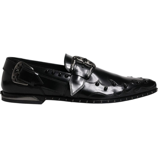 Dolce & Gabbana Black Embellished Derby Monk Strap Shoes Dolce & Gabbana Black