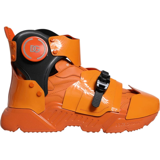 Dolce & Gabbana Dolce & Gabbana Orange Multi Panel Chunky High Top Sneakers Shoes MV6563-44 1728,67345645728,Dolce & Gabbana,EU44/US11,Material: 60% PVC 40% Calfskin Leather,Men,Men - Shoes,New with tags,Orange,Shoes,Sneakers - Men - Shoes