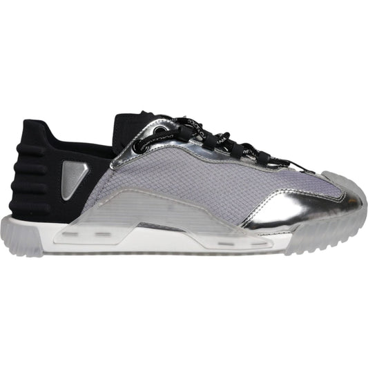 Dolce & Gabbana Silver Black Nylon NS1 Low Top Sneakers Shoes Dolce & Gabbana Dark Gray