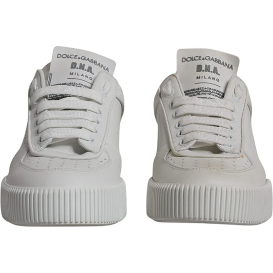 Dolce & Gabbana White Miami Leather Low Top Sneakers Shoes Dolce & Gabbana Gray