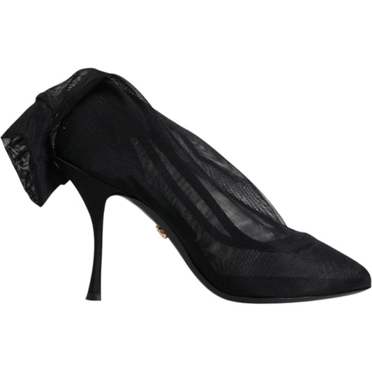 Dolce & Gabbana Black Silk Stretch Mesh Sock Boots Shoes Dolce & Gabbana Black