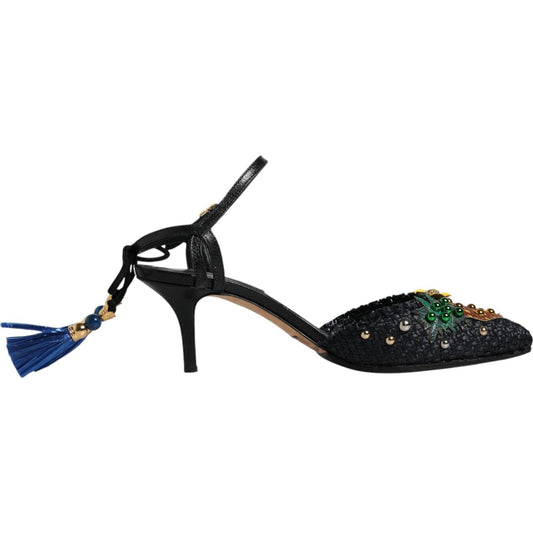Dolce & Gabbana Black Pineapple Bellucci Heels Sandals Shoes Dolce & Gabbana Black