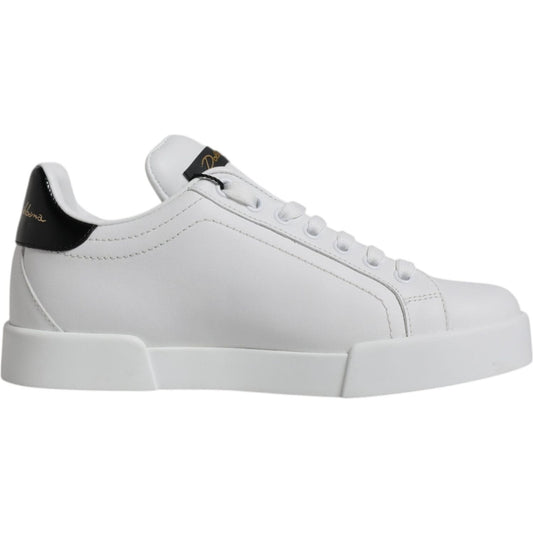 Dolce & Gabbana White Leather Classic Low Top Sneakers Shoes Dolce & Gabbana Gray