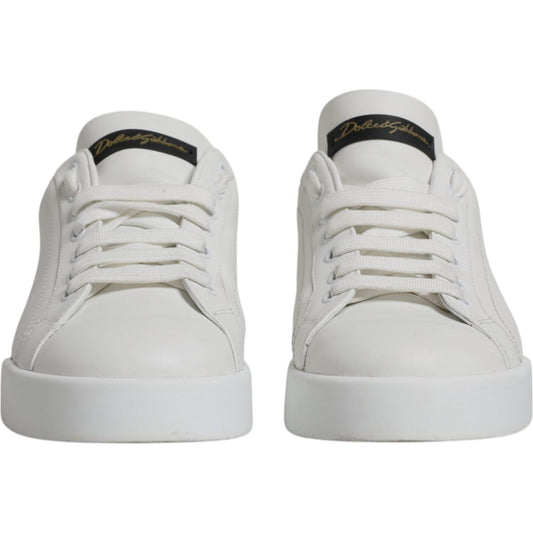 Dolce & Gabbana White Leather Classic Low Top Sneakers Shoes Dolce & Gabbana Gray