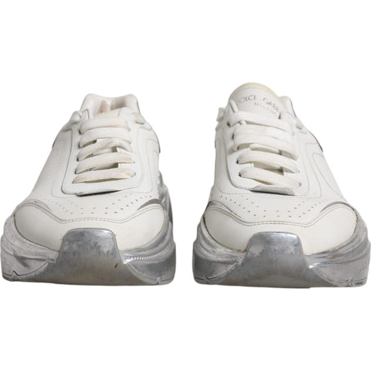 Dolce & Gabbana White Silver Daymaster Low Top Sneakers Shoes Dolce & Gabbana Light Gray