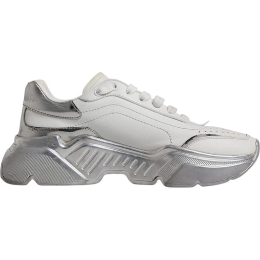 Dolce & Gabbana White Silver Daymaster Low Top Sneakers Shoes Dolce & Gabbana Dark Gray
