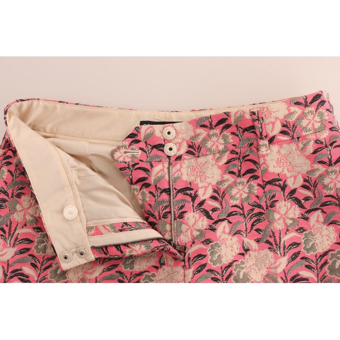Dolce & Gabbana Pink Floral Brocade Capri Pants PAN61114-3