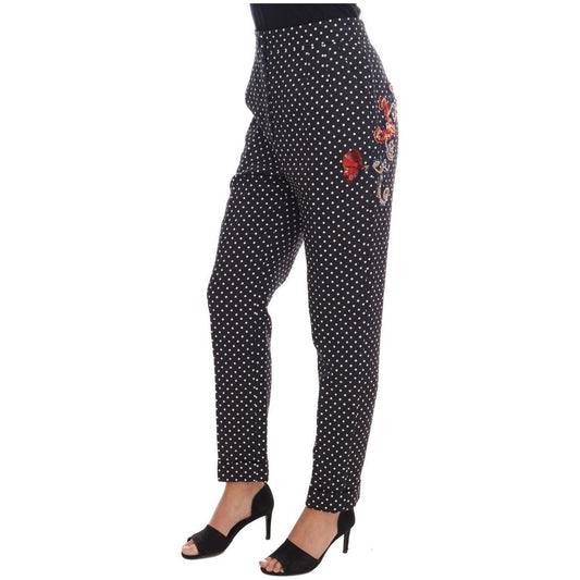 Dolce & Gabbana Black Polka Dot Sicily Crystal Pants BYX1127-1