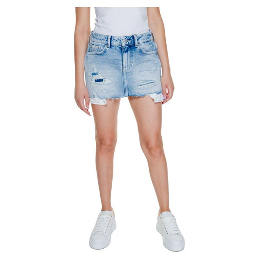 Tommy Hilfiger Jeans Light Blue Recycled Cotton Skirt Tommy Hilfiger Jeans Dark Gray