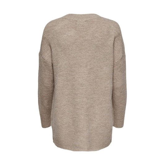 Only Beige Acrylic Sweater Only Rosy Brown