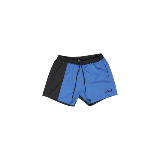 Hugo Boss Blue Polyester Swimwear Hugo Boss Steel Blue