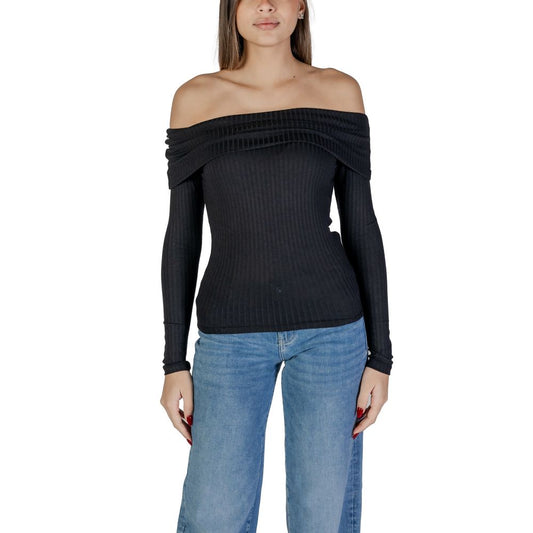 Jacqueline De Yong Black Viscose Tops & T-Shirt Jacqueline De Yong Dark Slate Gray