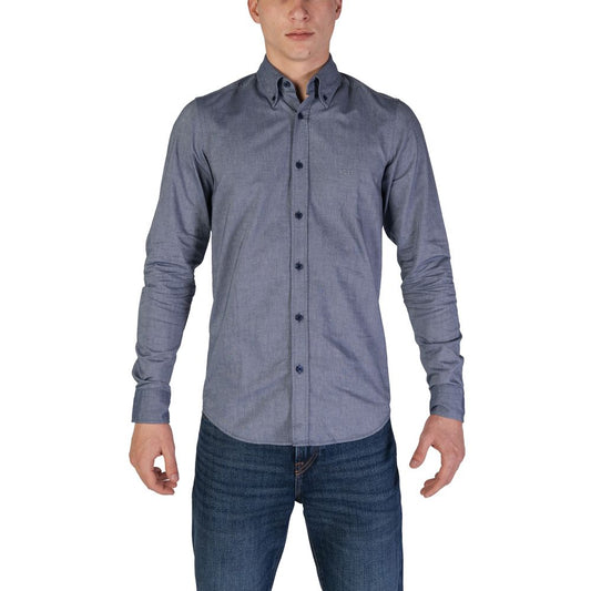 Hugo Boss Blue Cotton Shirt Hugo Boss Dim Gray