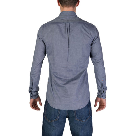Hugo Boss Blue Cotton Shirt Hugo Boss Dim Gray