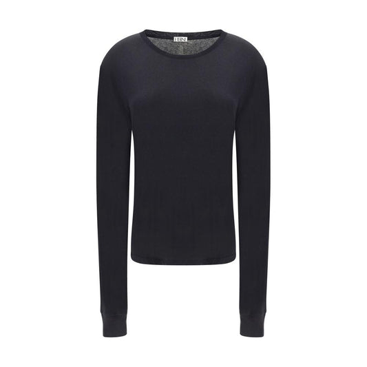 Éterne Boyfriend Long Sleeve Jersey with ribbed crew neck and cuffs, monochrome design, regular fit for a classic look.
