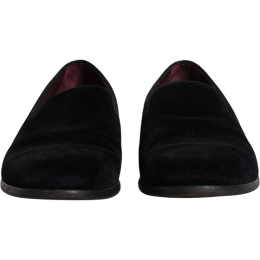 Dolce & Gabbana Dolce & Gabbana Black Velvet Loafers Formal Men Dress Shoes MV6614-42 1728,67345645728,Black,Dolce & Gabbana,EU42/US9,Loafers - Men - Shoes,Material: Nylon blend (velvet),Men,Men - Shoes,Preowned / Defect,Shoes