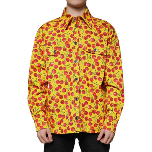 Dolce & Gabbana Dolce & Gabbana Yellow Cherry Button Down Men Casual Shirt TSH87279-54 1728,67345645728,Clothing,Dolce & Gabbana,IT54 | XL,Material: 98% Cotton 2% Elastane,Men,Men - Clothing,New with tags,Shirts - Men - Clothing,Yellow