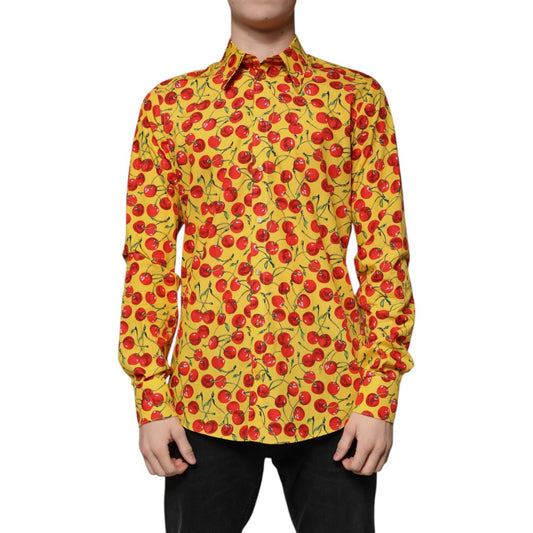 Dolce & Gabbana Dolce & Gabbana Yellow Cherry Cotton MARTINI Dress Shirt TSH87284-40 1728,67345645728,Clothing,Dolce & Gabbana,IT40 | M,Material: 100% Cotton,Men,Men - Clothing,New with tags,Shirts - Men - Clothing,Yellow