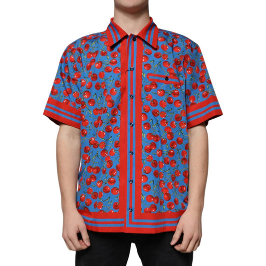 Dolce & Gabbana Dolce & Gabbana Blue Cherry Cotton Button Down Casual Shirt TSH87289-41 1728,67345645728,Blue,Clothing,Dolce & Gabbana,IT41 | L,Material: 100% Cotton,Men,Men - Clothing,New with tags,Shirts - Men - Clothing