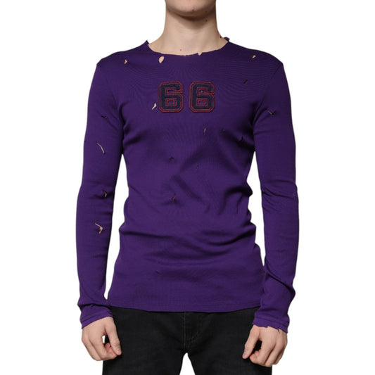 Dolce & Gabbana Dolce & Gabbana Purple Cotton Round Neck Pullover Men Sweater TSH87317-50 1728,67345645728,Clothing,Dolce & Gabbana,IT50 | L,Material: 100% Cotton,Men,Men - Clothing,New with tags,Purple,Sweaters - Men - Clothing