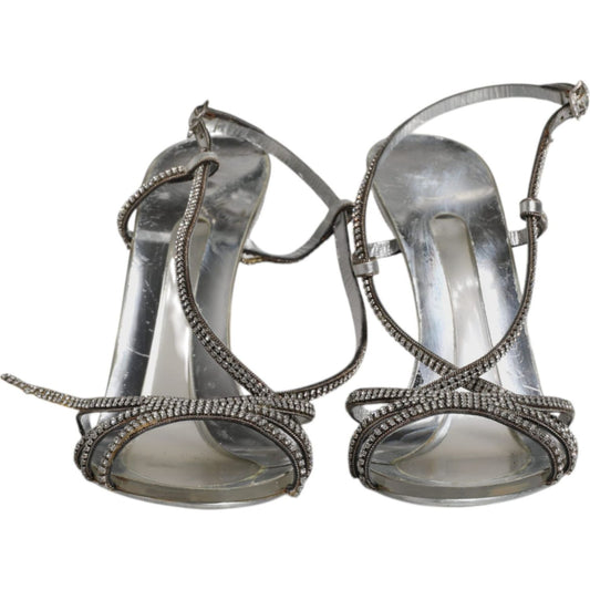 Dolce & Gabbana Dolce & Gabbana Silver Crystal Slingback KEIRA Sandals Shoes LA12046-39 1728,67345645728,Dolce & Gabbana,EU39/US8.5,Material: 60% PU 40% Polyester,Preowned / Defect,Sandals - Women - Shoes,Shoes,Silver,Women,Women - Shoes